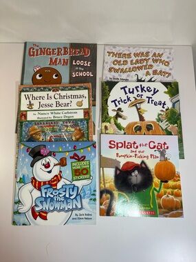 Seasonal Storybook Picture Books Lot Of 6 Kids Holiday Themed Fall,Winter PB EUC